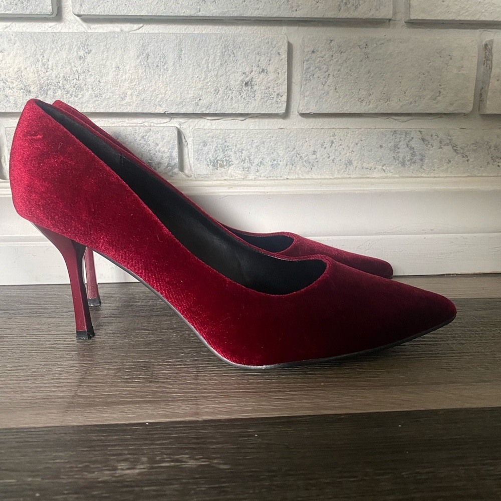Velvet Deep Red Women's Heels